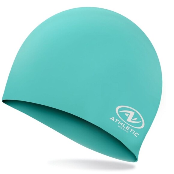 Athletic Works Junior Size Teal Silicone Swim Cap - Picture 2 of 8